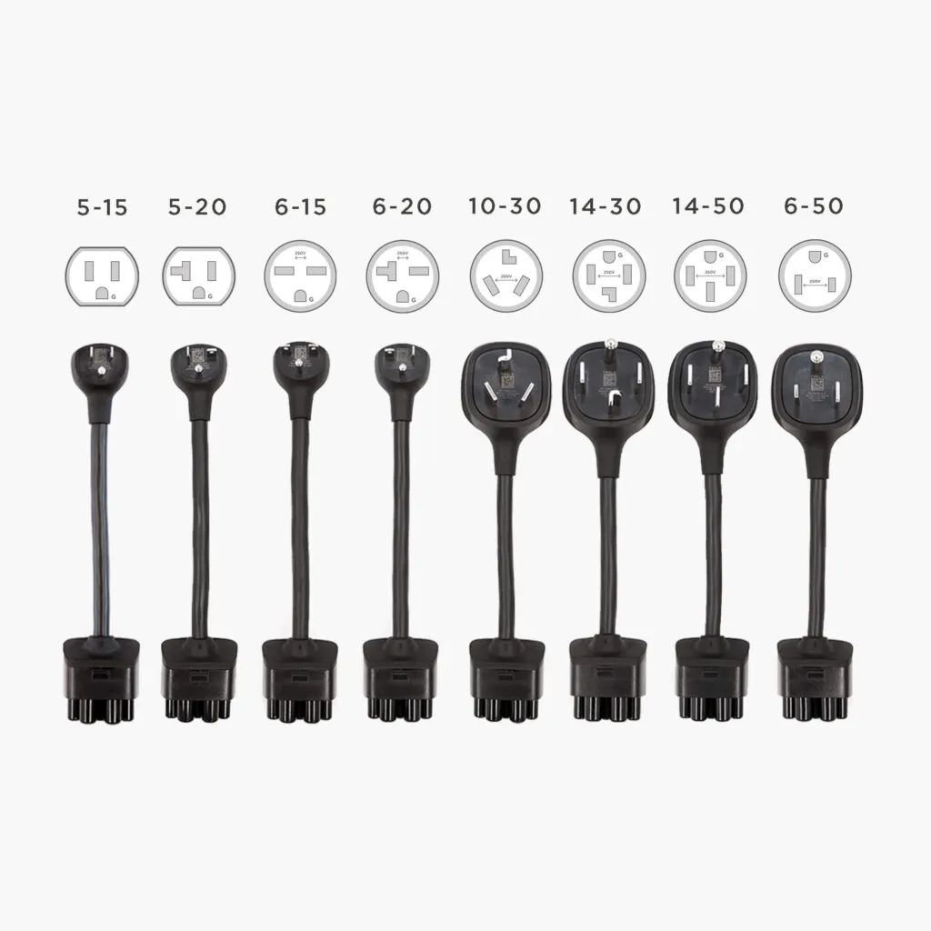 Photo of the 8 charging connectors you can buy for the tesla mobile connector charger