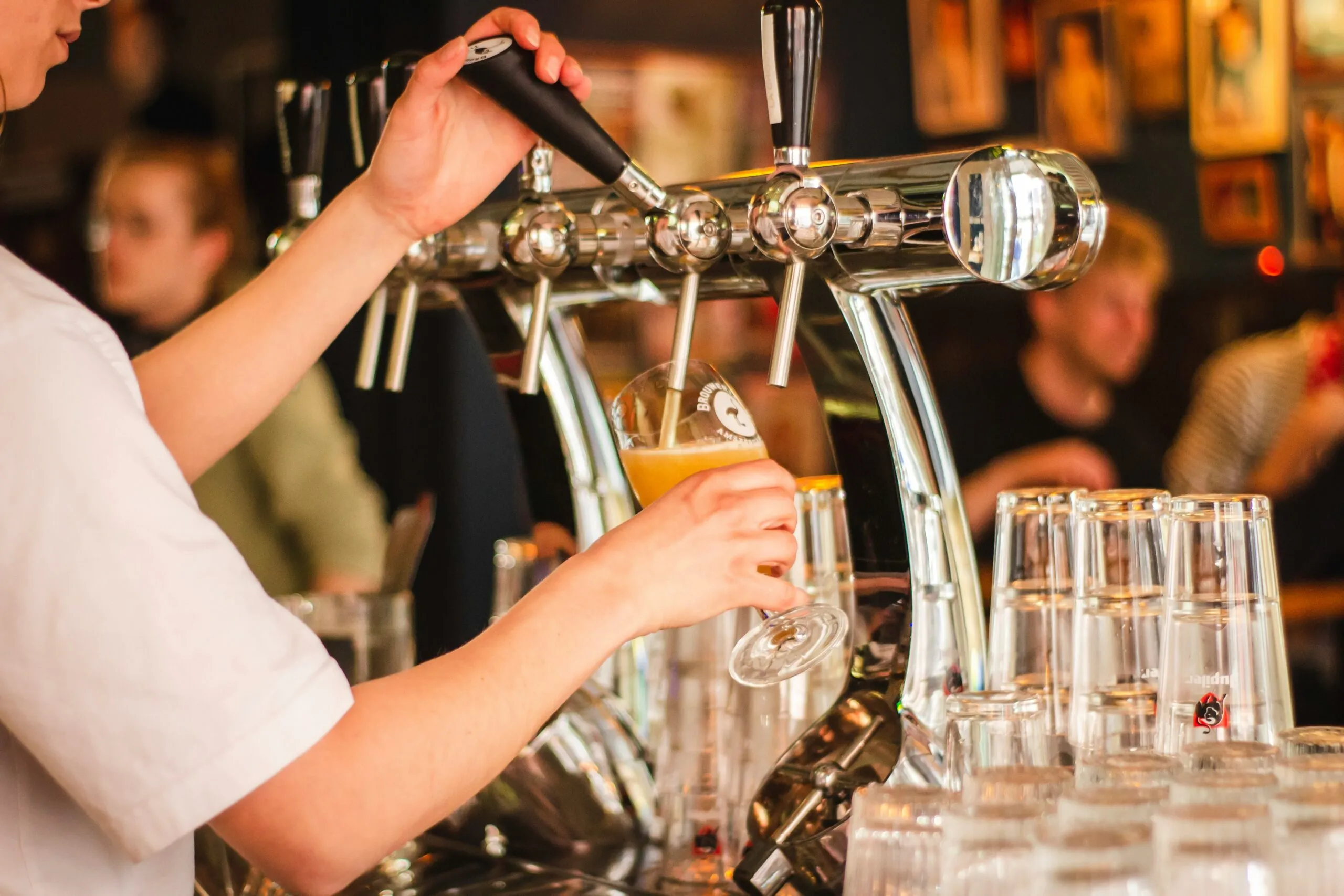 Beer on tap in brewery